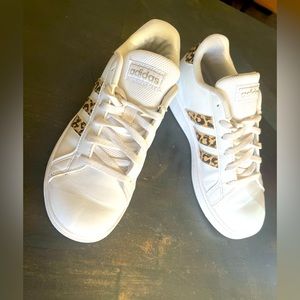 Girls cheetah Adidas sneakers size 2